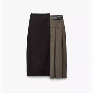 Zara Asymmetrical Skirt in Brown and Tan